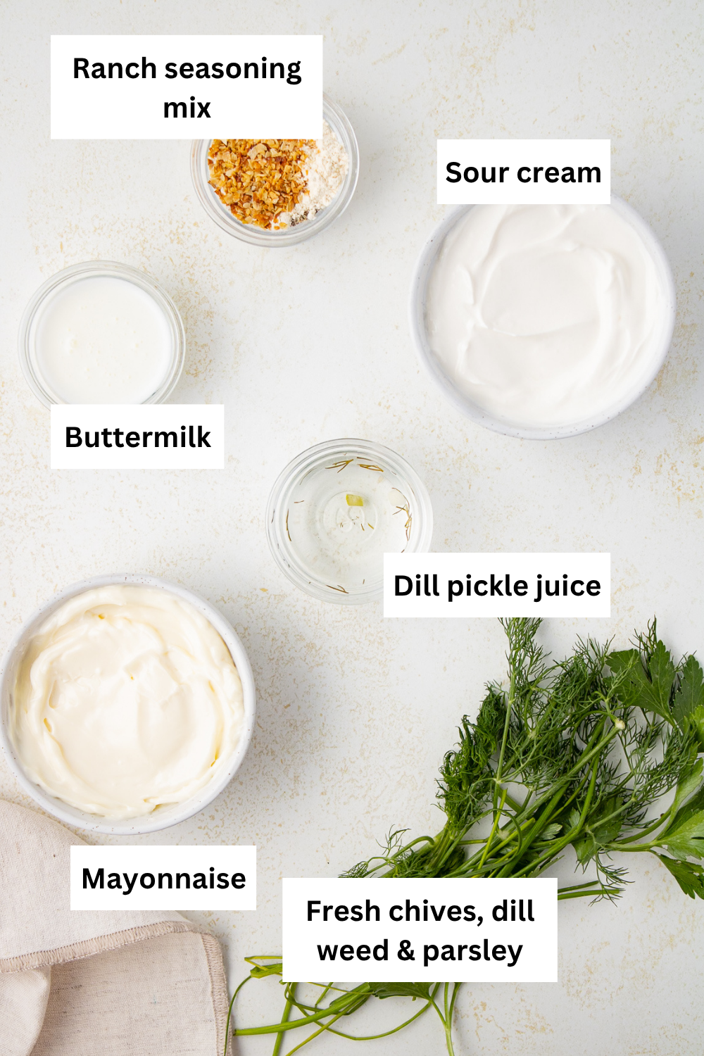 Ranch dressing ingredients infographic.