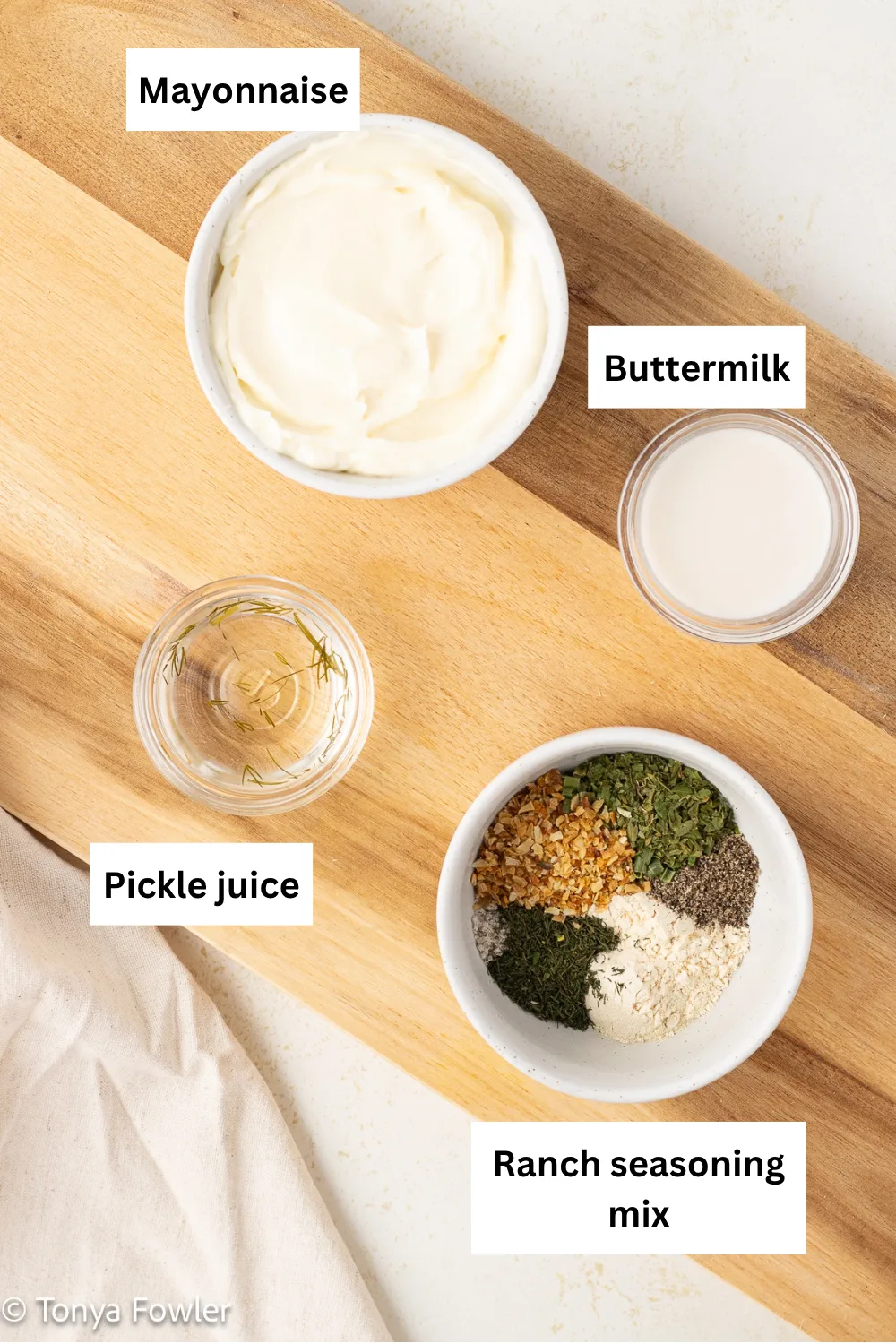 Dairy free ranch dressing ingredient infographic.