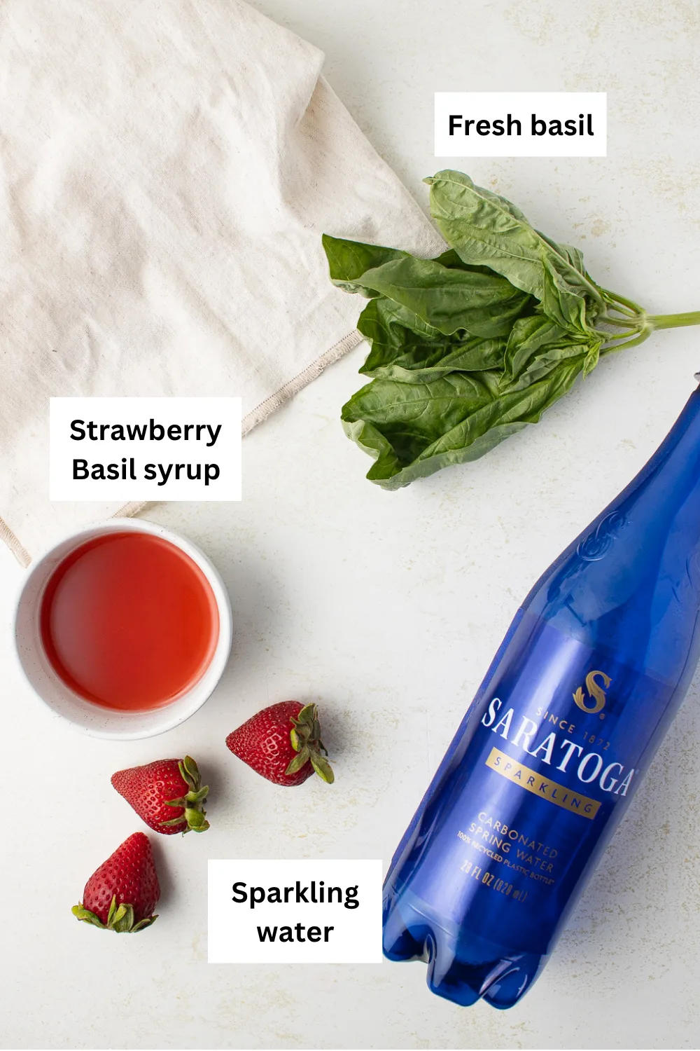 Strawberry Basil Mocktail Ingredients Infographic.