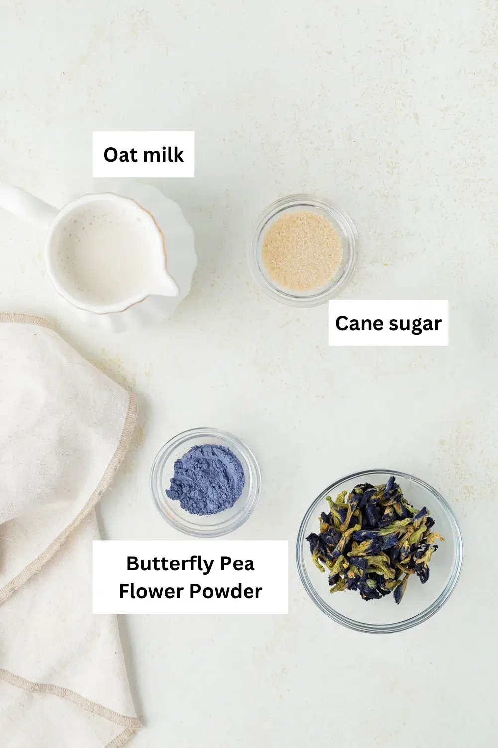 Butterfly Pea Flower Latte ingredient infographic.